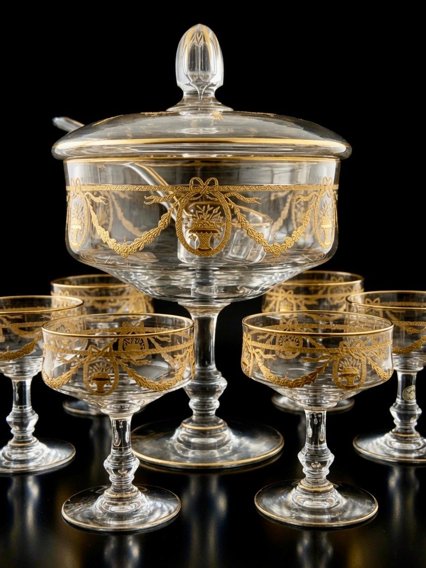 Sapho Or Fruit Set – Saint-louis Crystal, Complete With Tray – Circa 1890–1900-photo-2