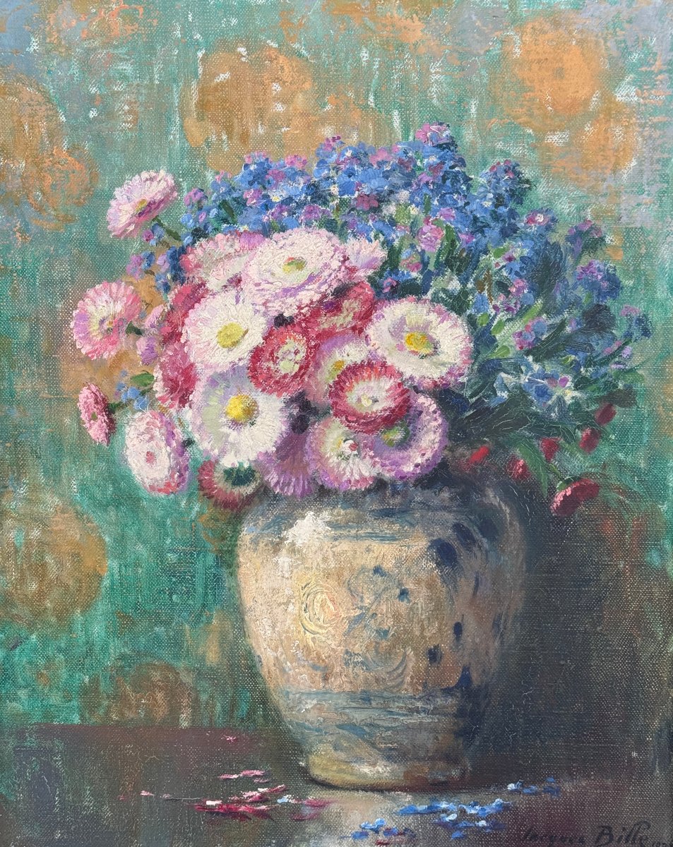 Jacques Bille  - Bouquet Of Daisies And Cornflowers - 1928 - Galerie Georges Petit-photo-2