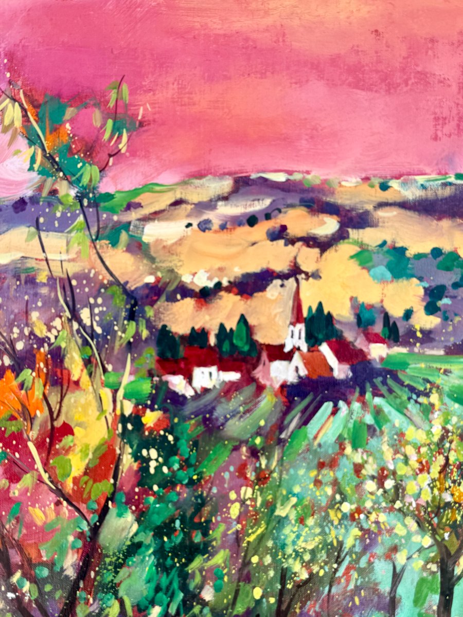Georges Hosotte (1936) Large Canvas - Orange Spring Sky - 1995 - 100 Cm X 86 Cm-photo-4