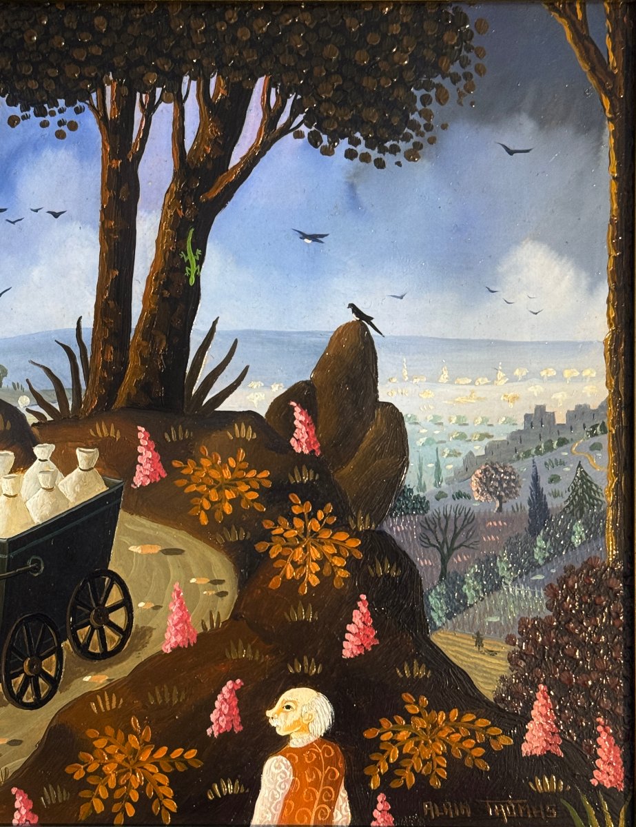 Alain Thomas (1942) Landscape With A Cart - Oil On Panel - Galerie Ariane In La Baule-photo-3