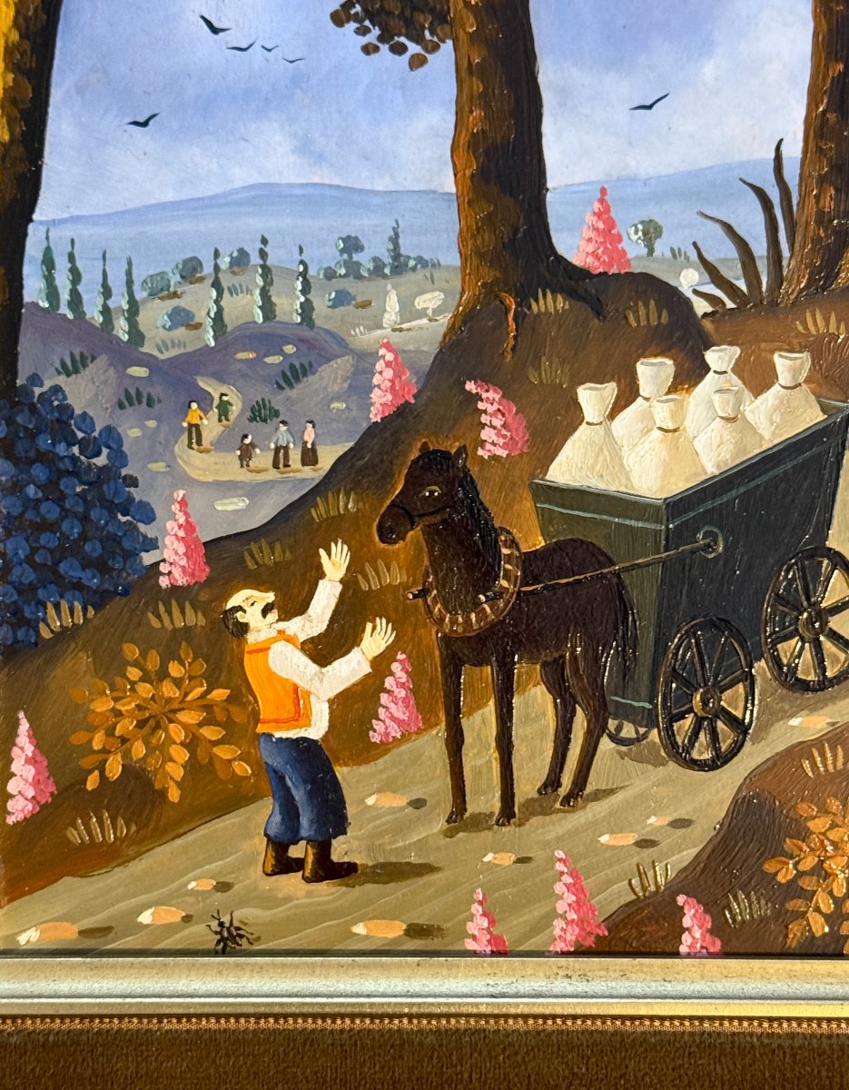 Alain Thomas (1942) Landscape With A Cart - Oil On Panel - Galerie Ariane In La Baule-photo-3