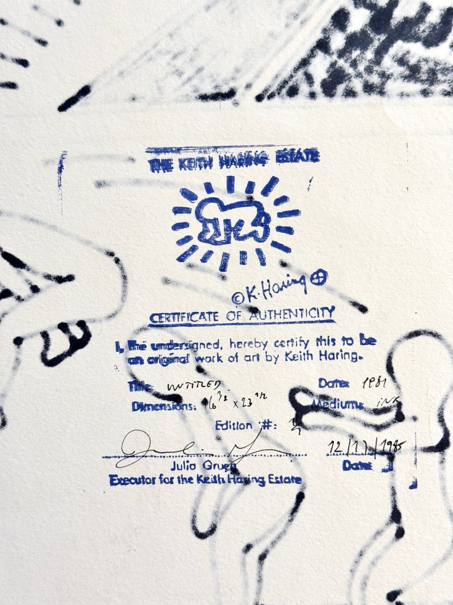Keith Haring -  Large-scale Marker Drawing -  Certificate From The Haring Foundation-photo-3