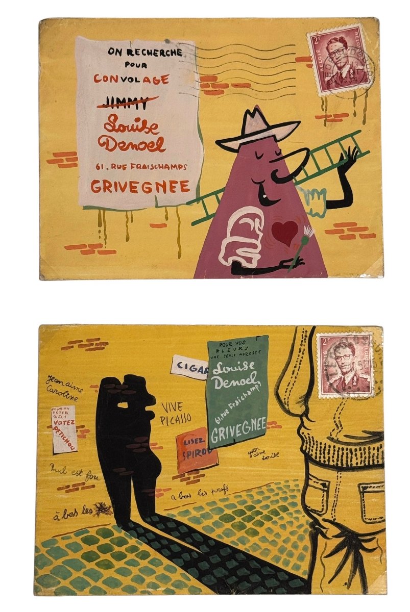 Yvon Adam (1932–2017) A Magnificent Album Containing 119 Envelopes Painted In Gouache—1954 -photo-3
