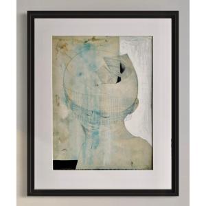 Robert Detheux - 1960 - Aquarelle surréaliste - encadrée