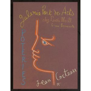 Jean Cocteau - Lithographie Mourlot - Galerie Pont des Arts Paris 1958