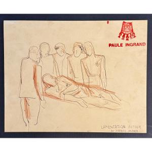 Paule et Max Ingrand - Dessin  préparatoire vers 1940