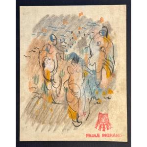 Paule et Max Ingrand - Dessin  préparatoire vers 1950