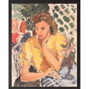 René Mels - Portrait Of A Woman In A Yellow Blouse, Late 1940