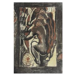 Paule et Max Ingrand - Oeuvre tribu africaine - projet pour panneau coloniale Art Déco