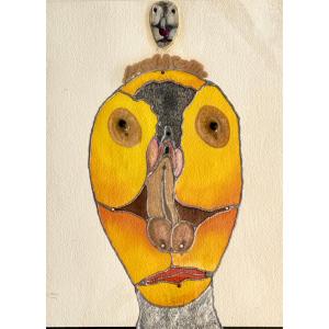 ZUSH - Fuckface - 1989 - Oeuvre érotique en relief avec collages - Galerie Von Scholz Bruxelles