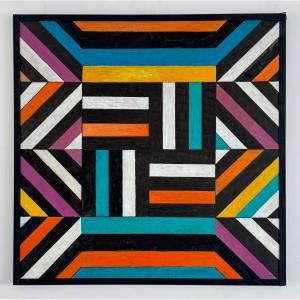 Jean-Louis Dhuit dit KESTA – Composition Géometrique colorée - 80cm x 80cm