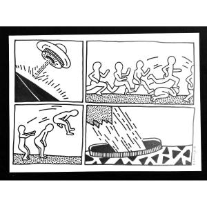 Keith Haring - Large-scale Marker Drawing - Certificate From The Haring Foundation
