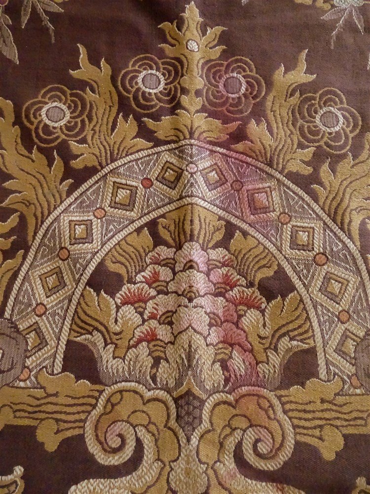 Old Hanging Or Door Tapestry Style Nineteenth Floral Decor-photo-2