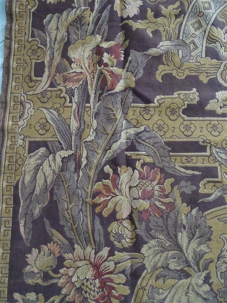 Old Hanging Or Door Tapestry Style Nineteenth Floral Decor-photo-3