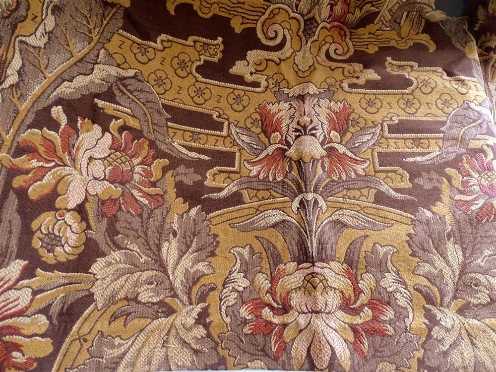 Old Hanging Or Door Tapestry Style Nineteenth Floral Decor-photo-4
