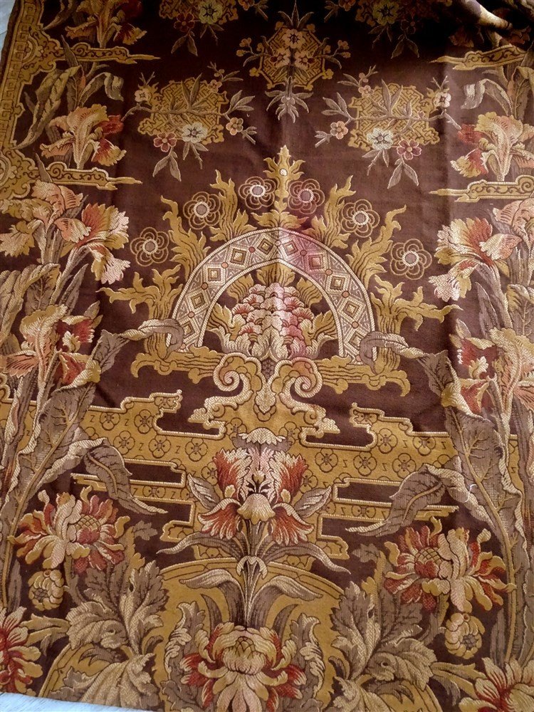 Old Hanging Or Door Tapestry Style Nineteenth Floral Decor-photo-8
