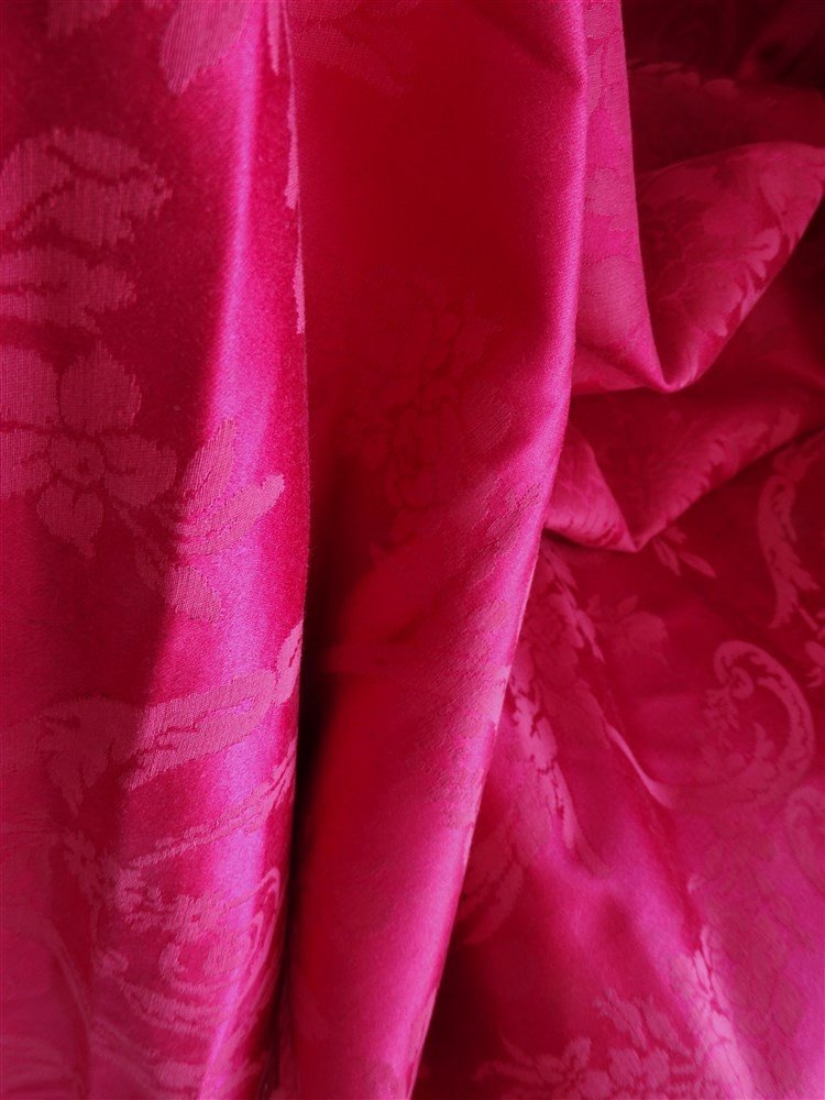 Pair Of Damask Hangings In Pink Lyonnaise Silk-photo-6