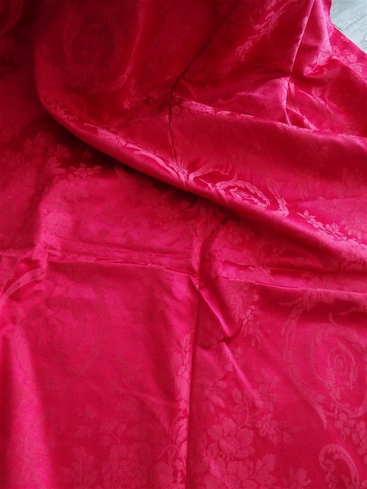 Pair Of Damask Hangings In Pink Lyonnaise Silk