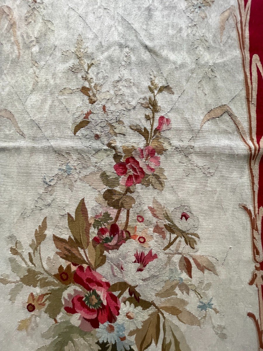 No. 1  Aubusson Tapestry Of A Suite Of 3.... XIXth Century Floral Arabesque Decor-photo-1