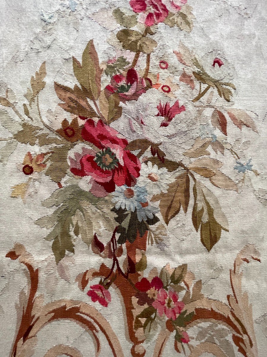 No. 1  Aubusson Tapestry Of A Suite Of 3.... XIXth Century Floral Arabesque Decor-photo-2