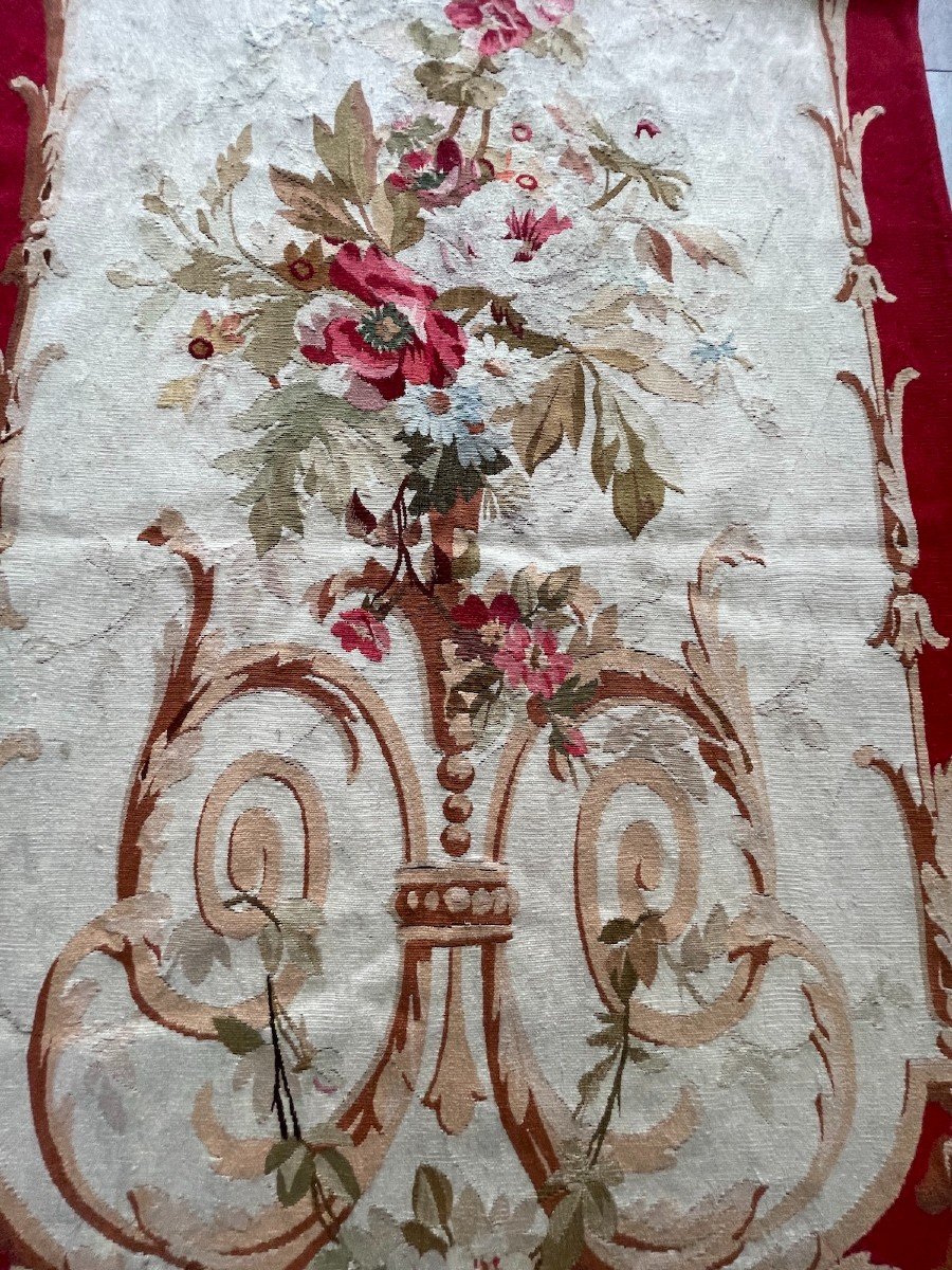 No. 1  Aubusson Tapestry Of A Suite Of 3.... XIXth Century Floral Arabesque Decor-photo-3