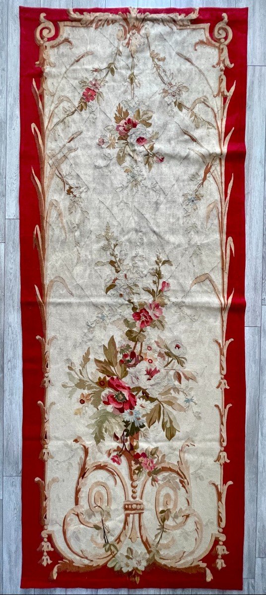 No. 1  Aubusson Tapestry Of A Suite Of 3.... XIXth Century Floral Arabesque Decor-photo-7