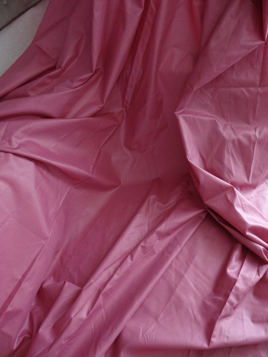 Pair Of Powder Pink Silk Drapes-photo-1