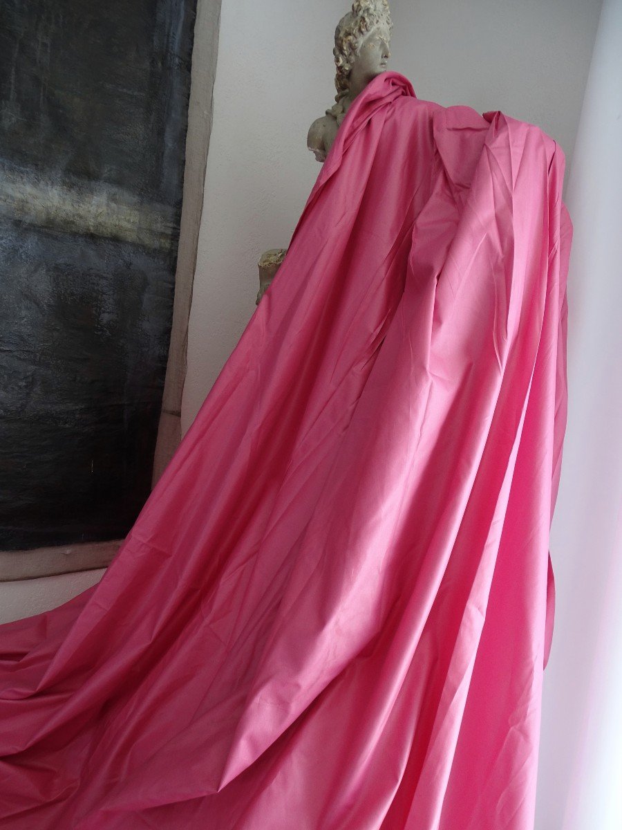 Pair Of Powder Pink Silk Drapes-photo-3