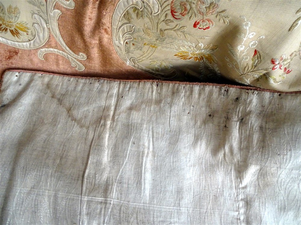 19th Century Valance In Velvet And Silk Appliques With Floral Decor-photo-5