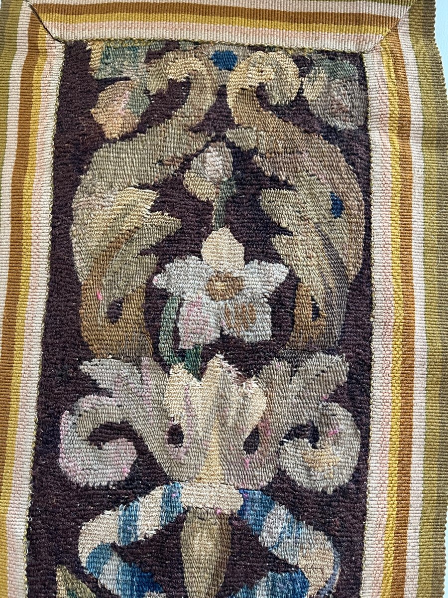 Magnifique Pente De Tapisserie D’aubusson Decor Floral Vase Antique-photo-7
