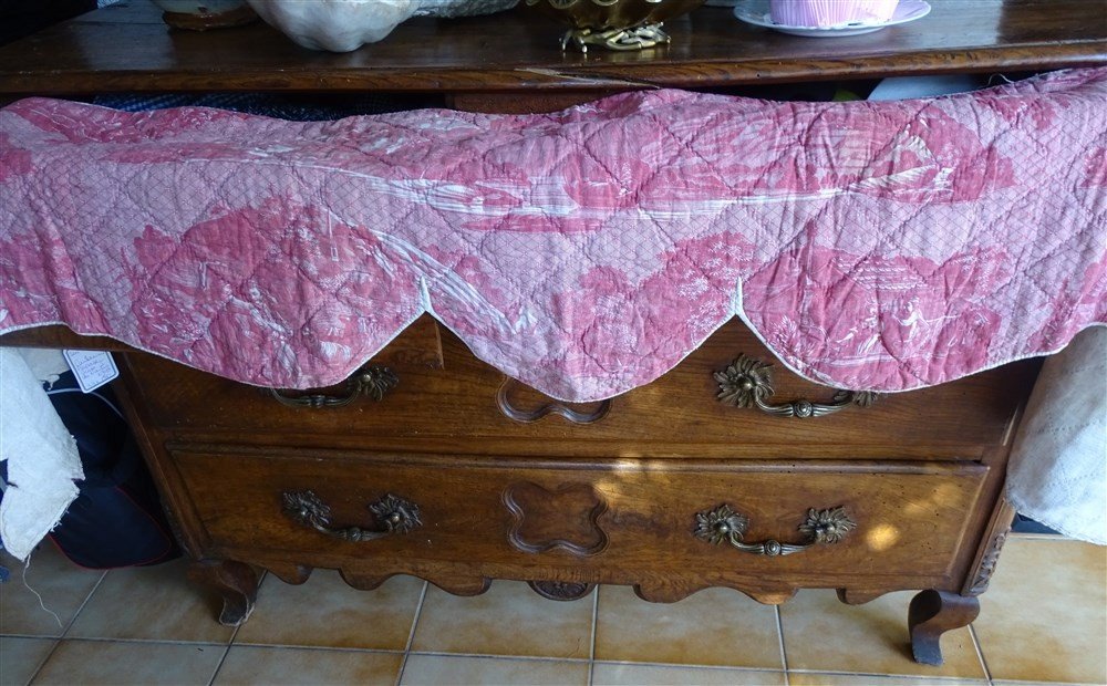 Valance Toile De Nantes Swiss Landscape XVIIIth Cotton And Hemp-photo-5