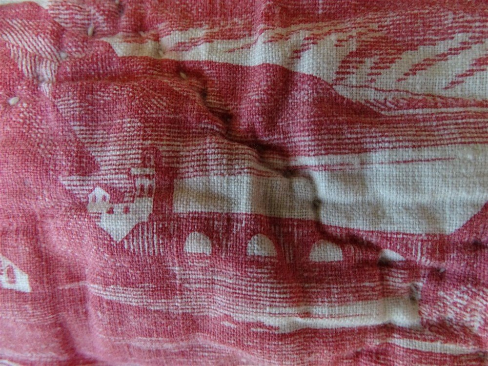 Valance Toile De Nantes Swiss Landscape XVIIIth Cotton And Hemp-photo-6