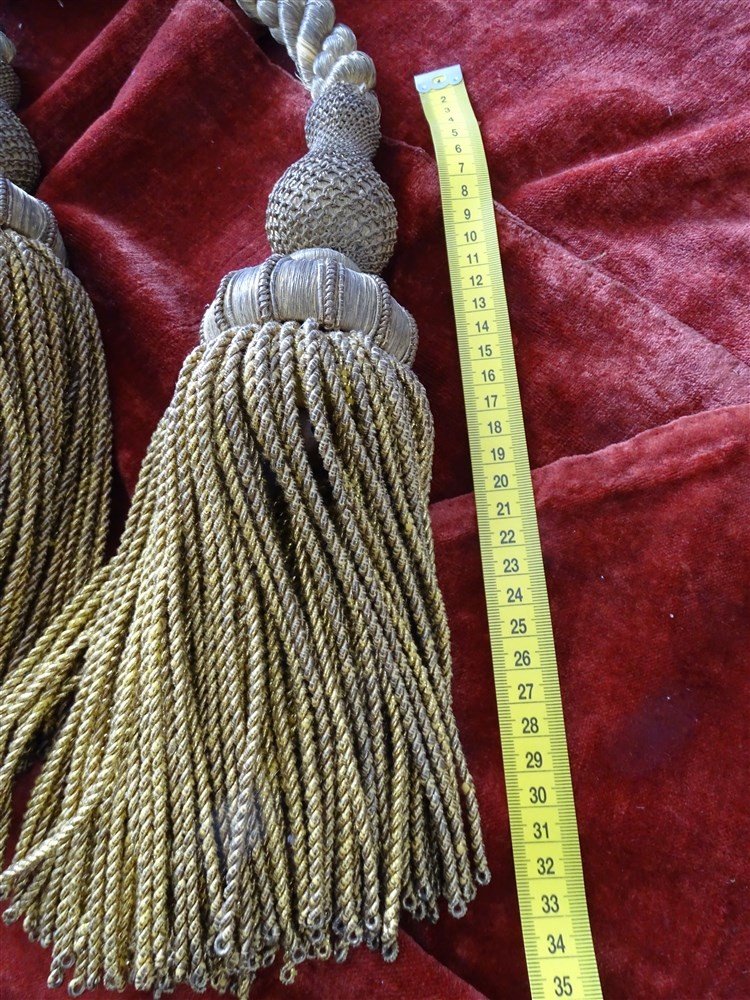 Rare ......château Trimmings .. 2 Last Pompoms And Cords In Metallic Gold Threads-photo-8