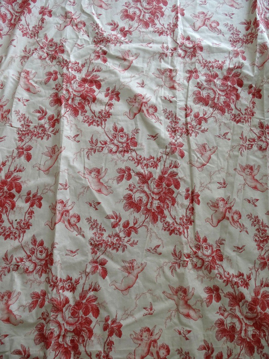 First Pair Of Vintage Hangings Printed With Angels, Doves And Floral Decor-photo-6