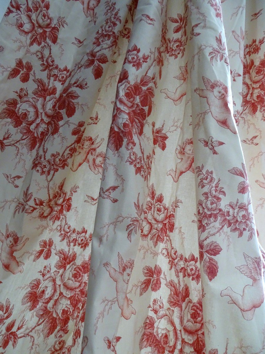 First Pair Of Vintage Hangings Printed With Angels, Doves And Floral Decor-photo-7