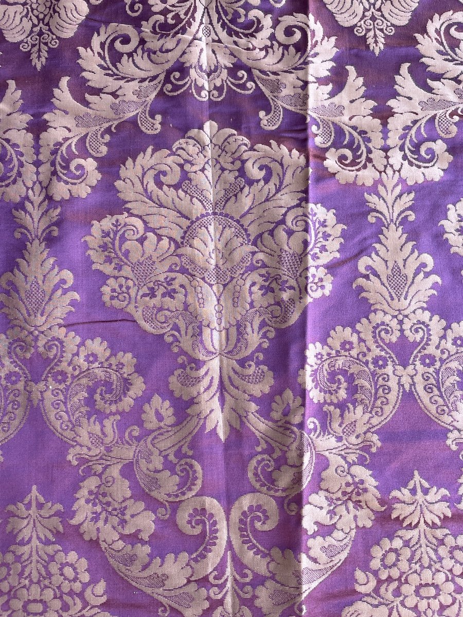 Old Italian Silk Fabric Baroque Decor Purple Color