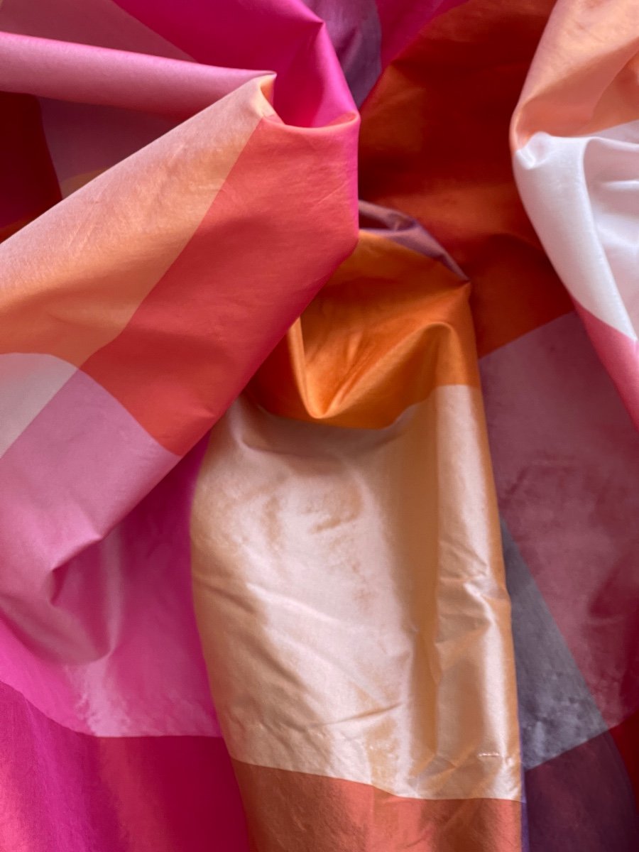 Pair Of Silk Curtains In Acid Colors -photo-4