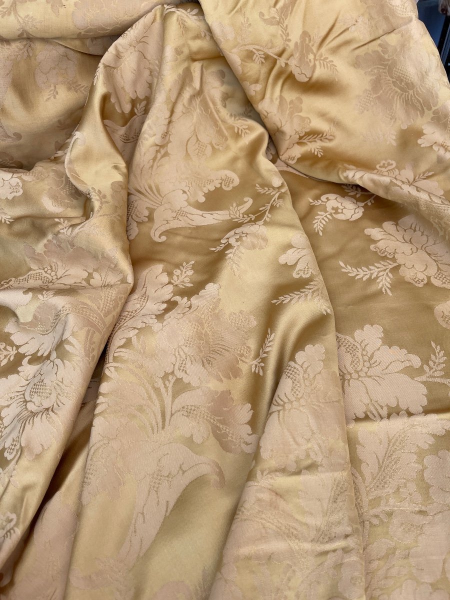 A Champagne Color Curtain With Floral Decor-photo-1