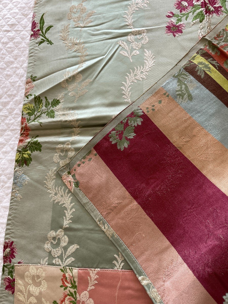 Vintage Silk Fabric Piece Louis XVI Decor-photo-1
