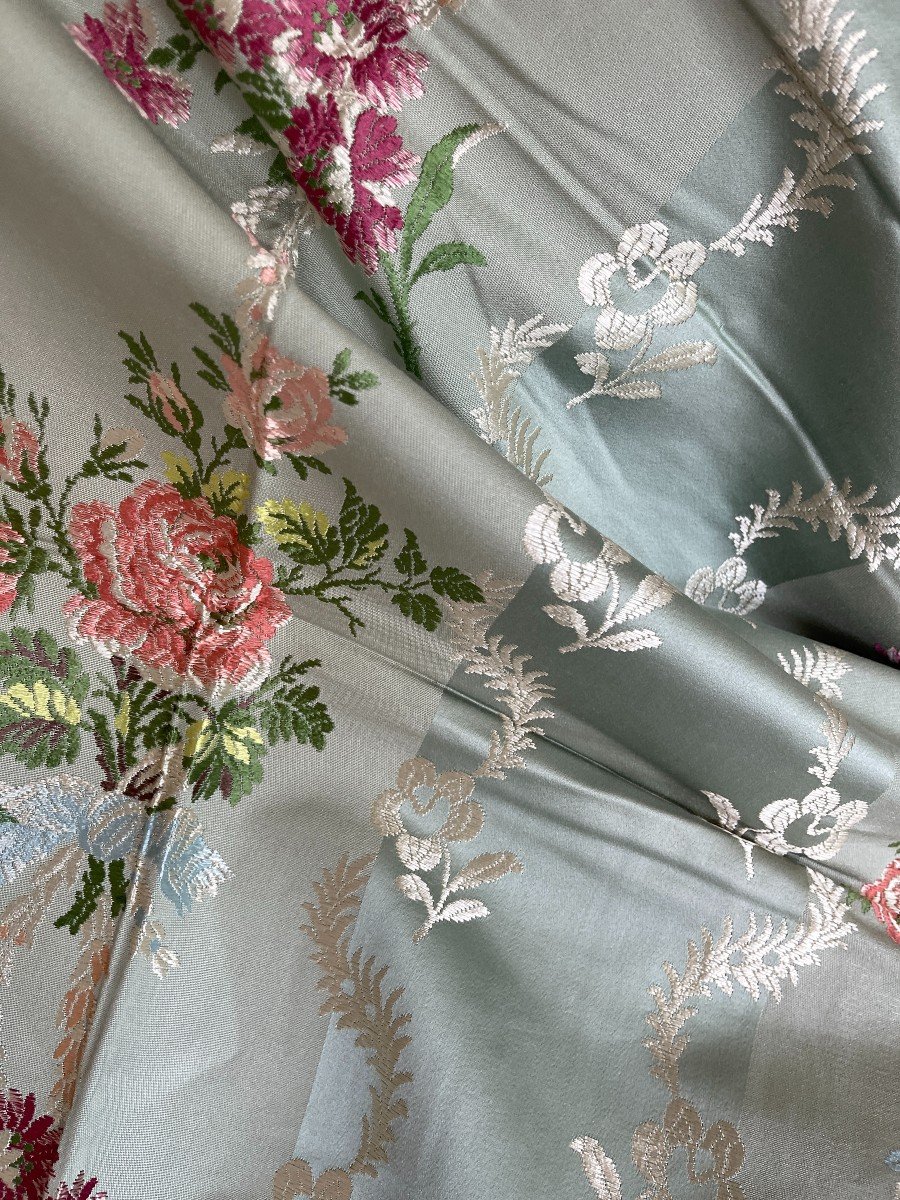 Vintage Silk Fabric Piece Louis XVI Decor-photo-2