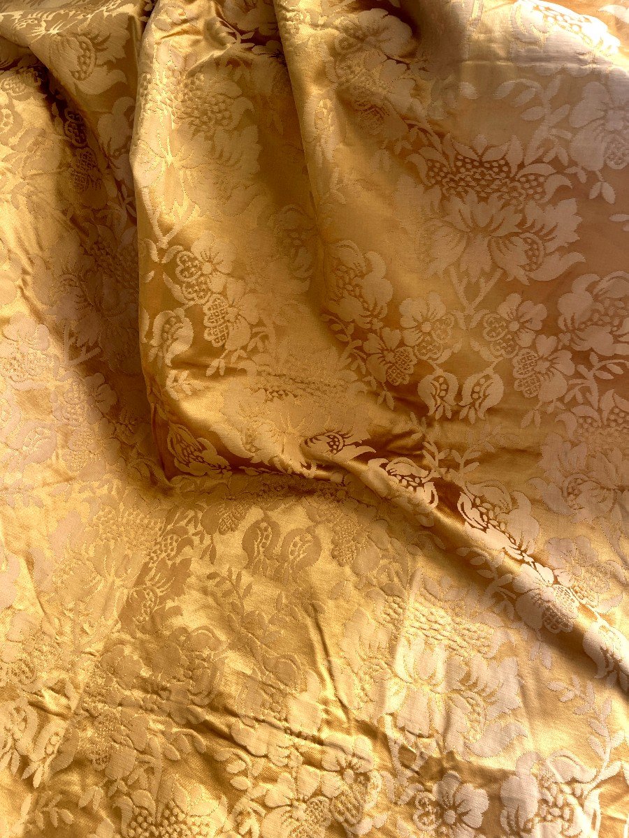 Pair Of Golden Color Silk Curtains-photo-2