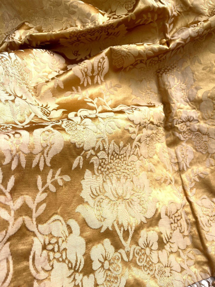 Pair Of Golden Color Silk Curtains-photo-4