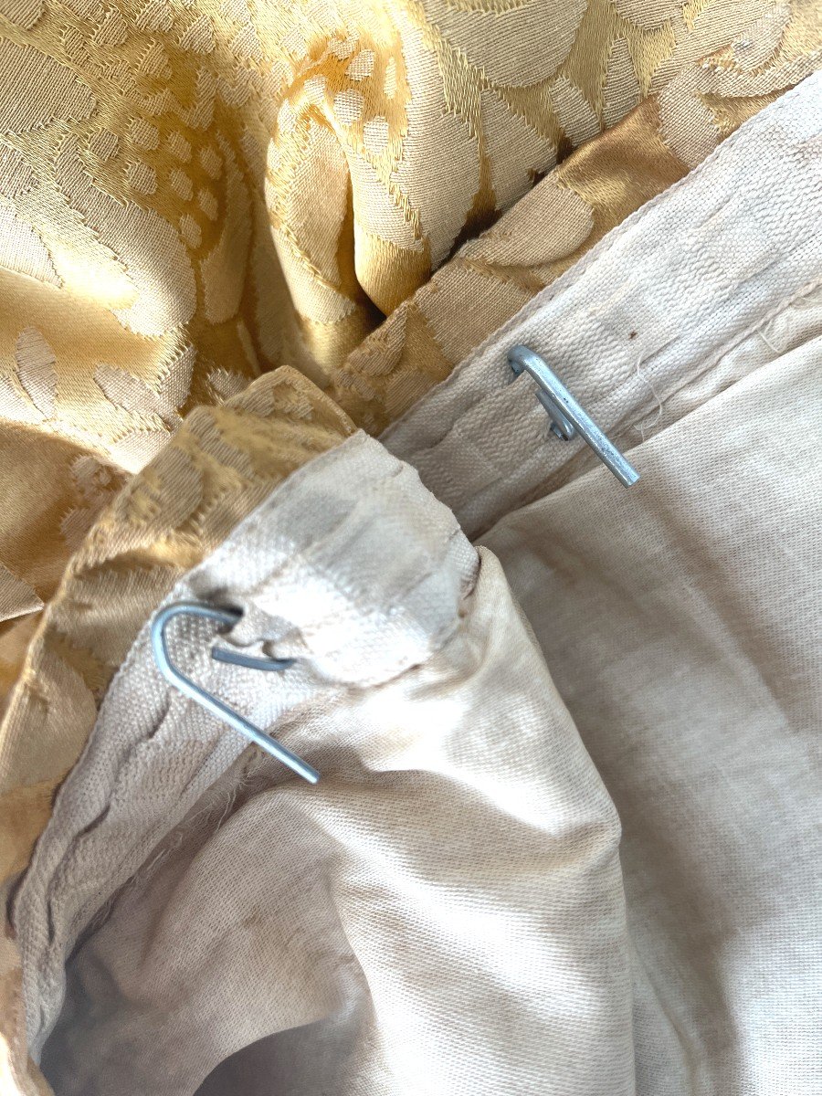 Pair Of Golden Color Silk Curtains-photo-2