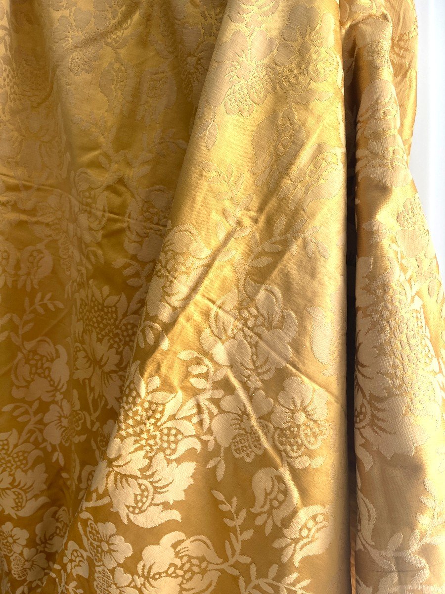 Pair Of Golden Color Silk Curtains-photo-4