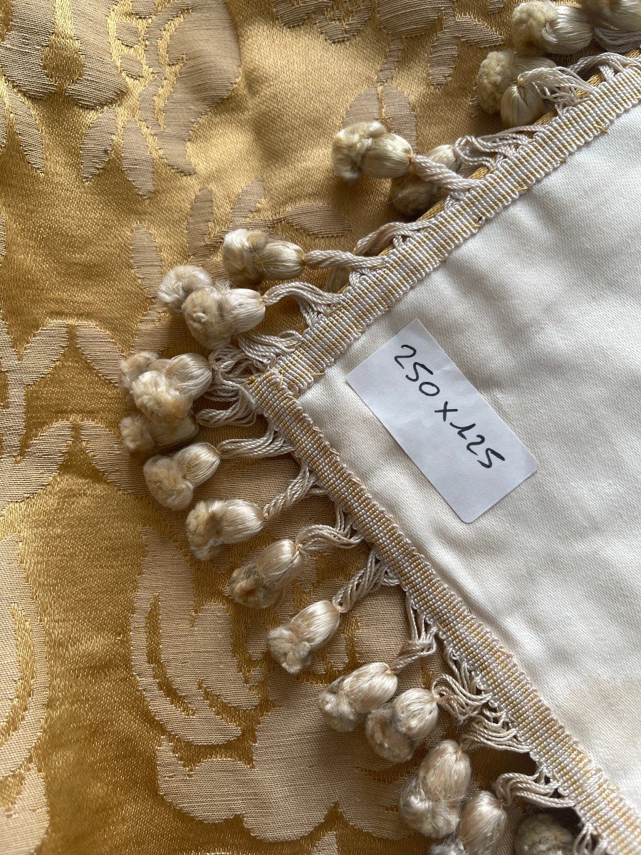 Pair Of Golden Color Silk Curtains-photo-6