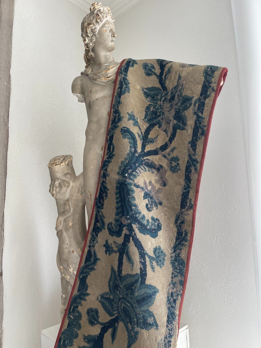 Tapestry Headband In Petit Point Baroque Decor And Indigo Color-photo-2