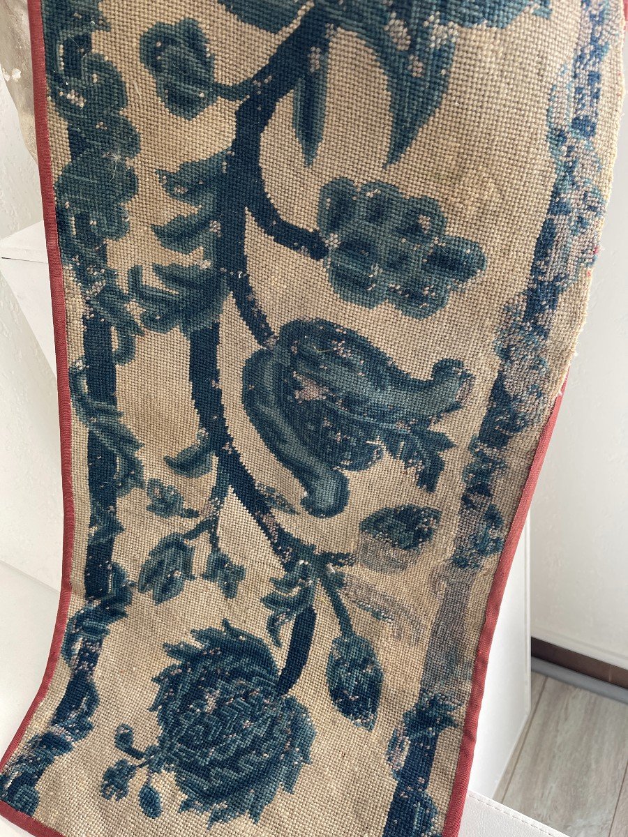 Tapestry Headband In Petit Point Baroque Decor And Indigo Color-photo-4