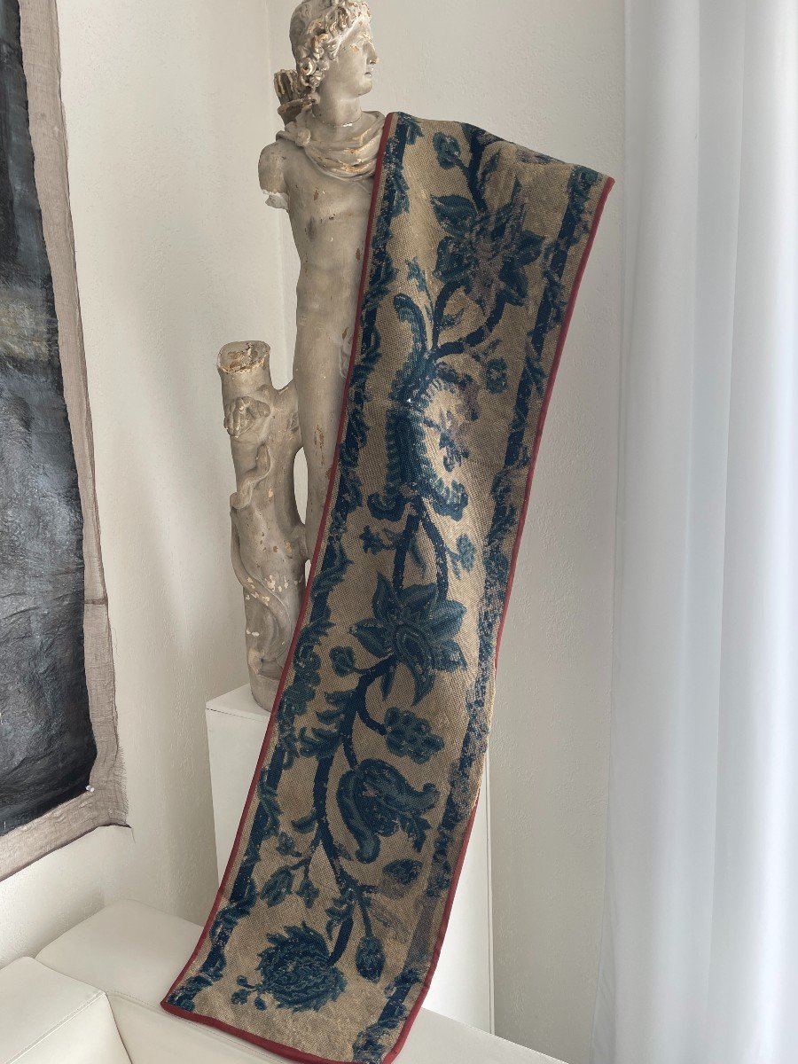 Tapestry Headband In Petit Point Baroque Decor And Indigo Color