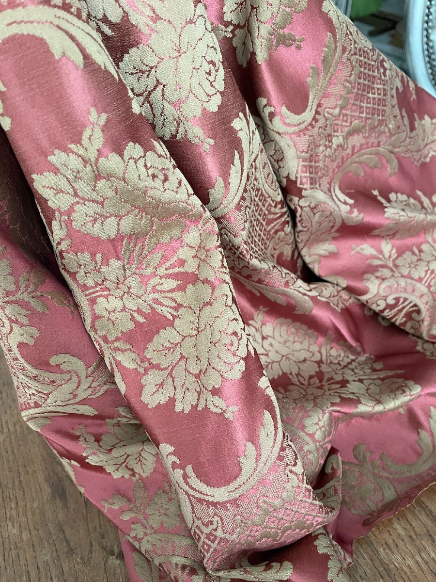 Métrage De Soie Ancienne  Origine Soieries Lyonnaises couleur rose -photo-3