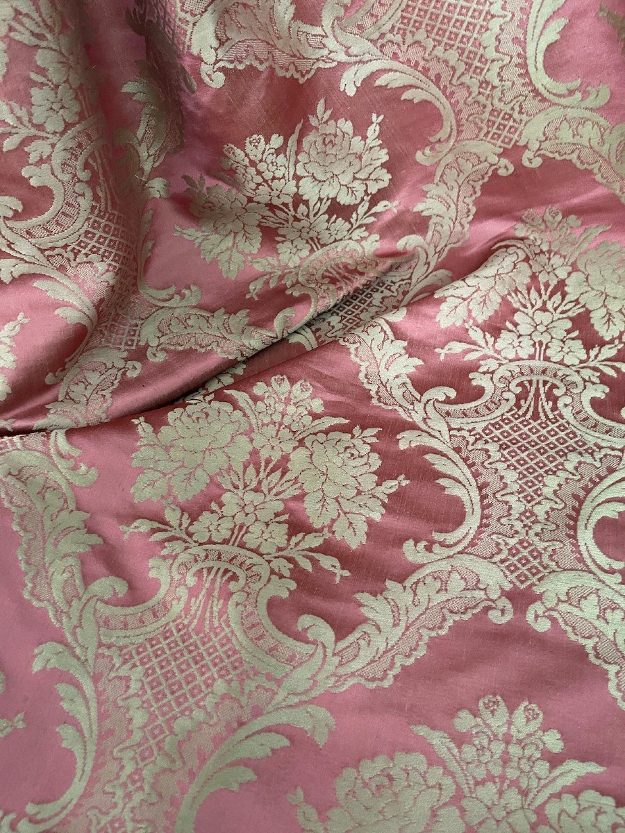 Métrage De Soie Ancienne  Origine Soieries Lyonnaises couleur rose -photo-5
